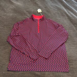 Horn Legend, quarter zip, Texas red and navy pullover, size large